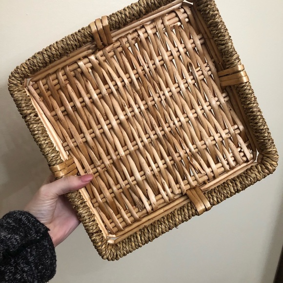 Boho Square Wicker Basket - Picture 2 of 3